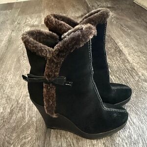 ANTEBI Cold Weather Suede Wedge Bootie 8